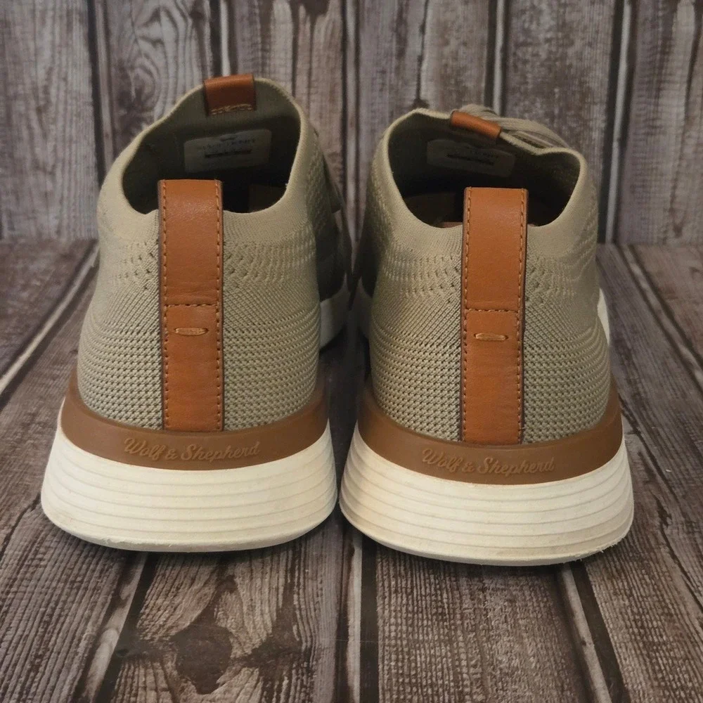 Sz 13 Mens Wolf & Shepherd SwiftKnit Derby Sand Knit Leather Casual Shoes VGUC